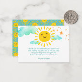 Eerste reis rond de zon bedankkaart notitiekaartje (Voorkant / Achterkant in situ)