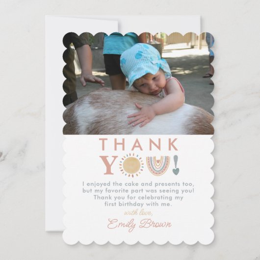 Eerste reis rond de zon Boho 1e verjaardagsfoto Kaart (Achterkant)