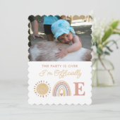 Eerste reis rond de zon Boho 1e verjaardagsfoto Kaart (Staand voorkant)