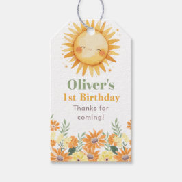 Eerste reis rond de zon Boho bloem Cadeaulabel