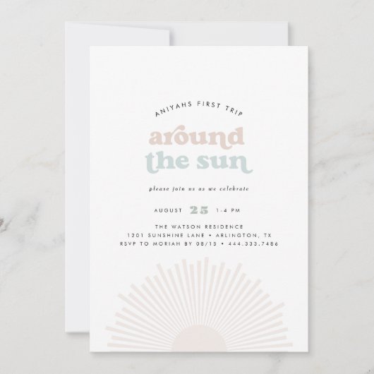 Eerste reis rond de zon Boho Kinder 1e verjaardag Kaart (Voorkant)