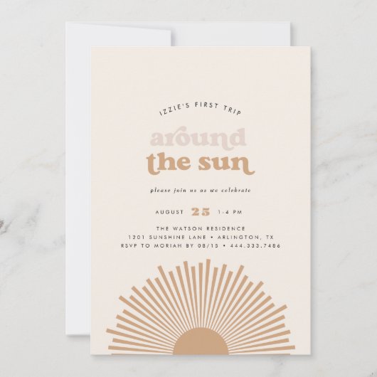 Eerste reis rond de zon Boho meisjes 1e verjaardag Kaart (Voorkant)