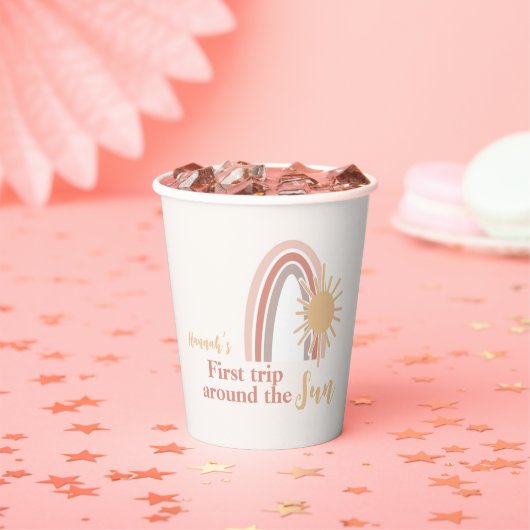 Eerste reis rond de zon Boho regenboog Papieren Bekers (Insitu)