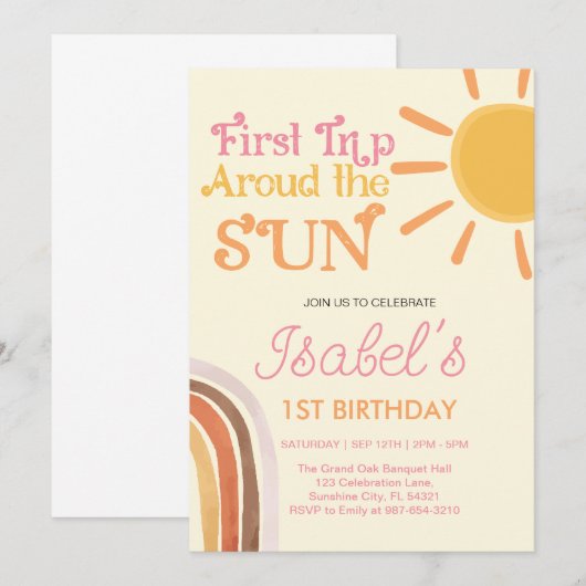 Eerste reis rond de zon Boho Retro 1e verjaardag Kaart (Voorkant / Achterkant)