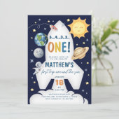 Eerste reis rond de zon Buitenruimte uitnodiging (Staand voorkant)