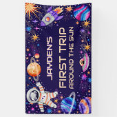 Eerste reis rond de Zon Buitenste Ruimte Melkweg Spandoek (Verticaal)