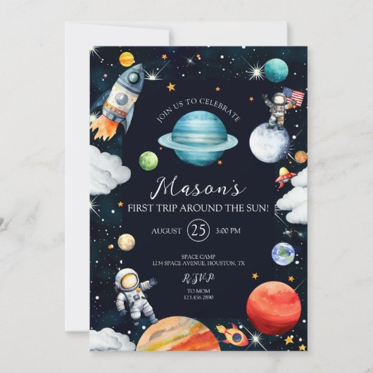 Eerste reis rond de zon Buitenste Ruimte Verjaarda Kaart (Voorkant)