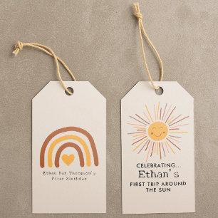Eerste reis rond de zon Custom 1e verjaardag Boho Cadeaulabel