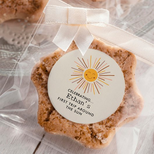 Eerste reis rond de zon Custom 1e verjaardag Boho Ronde Sticker