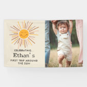 Eerste reis rond de zon Custom 1e verjaardag Boho Spandoek (Horizontaal)