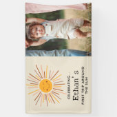 Eerste reis rond de zon Custom 1e verjaardag Boho Spandoek (Verticaal)