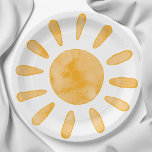 Eerste reis rond de Zon Eerste Dag Partij Papieren Bordje<br><div class="desc">Viel je kleine zonneschijnse verjaardag voor het eerst met deze eenvoudige maar ongelooflijk schattige 'eerste reis rond de zon' verjaardagsfeestje,  borden! Dit ontwerp is voorzien van een waterverf zon op een schone witte achtergrond.</div>