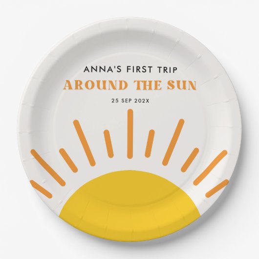 Eerste reis rond de zon Eerste verjaardag Papieren Bordje (Voorkant)