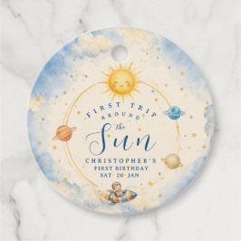 Eerste reis rond de zon Eerste verjaardag Ronde Bedankjes Labels