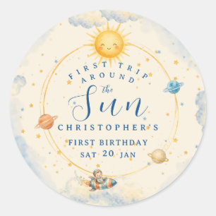 Eerste reis rond de zon Eerste verjaardag Ronde Sticker