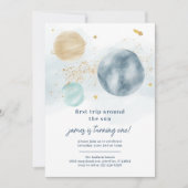 Eerste reis rond de zon - Eerste verjaardag uitnod Kaart (Voorkant)