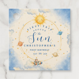 Eerste reis rond de zon Eerste verjaardag vierkant Bedankjes Labels