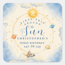 Eerste reis rond de zon Eerste verjaardag vierkant Vierkante Sticker