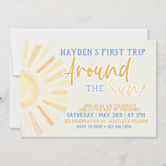 Eerste reis rond de zon, Eerste verjaardag, Zon. Kaart (Voorkant)