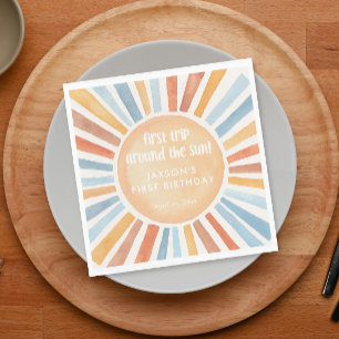 Eerste reis rond de zon eerste verjaardagsfeestje servet