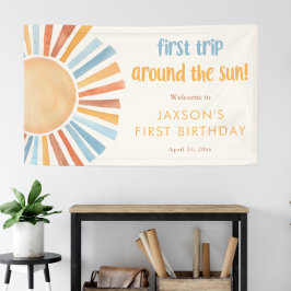 Eerste reis rond de zon eerste verjaardagsfeestje spandoek