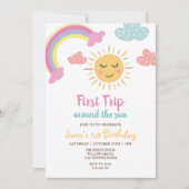 Eerste reis rond de zon en regenboog 1e verjaardag kaart (Voorkant)