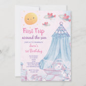 Eerste reis rond de zon en vogel 1e verjaardag kaart (Voorkant)
