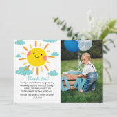 Eerste reis rond de zon Foto 1e verjaardag  Bedankkaart (Staand voorkant)