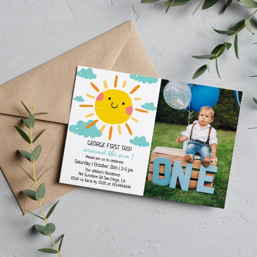 Eerste reis rond de zon Foto 1e verjaardag Kaart