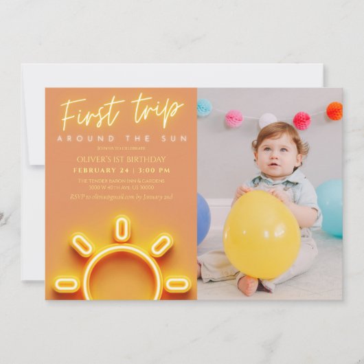 Eerste reis rond de zon foto 1e verjaardag kaart (Voorkant)