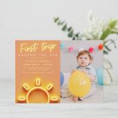 Eerste reis rond de zon foto 1e verjaardag kaart (Staand voorkant)