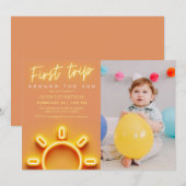 Eerste reis rond de zon foto 1e verjaardag kaart (Voorkant / Achterkant)