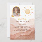 Eerste reis rond de zon Foto 1e verjaardag Uitnodi Kaart (Voorkant)