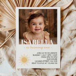 Eerste reis rond de zon Foto 1e verjaardag Uitnodi Kaart