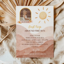 Eerste reis rond de zon Foto 1e verjaardag Uitnodi