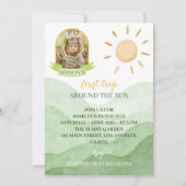 Eerste reis rond de zon Foto 1e verjaardag Uitnodi Kaart (Voorkant)