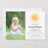 Eerste reis rond de zon Foto verjaardagsfeest Kaart (Voorkant)