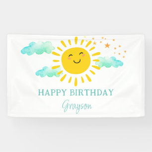 Eerste reis rond de zon Gelukkige verjaardag Spandoek