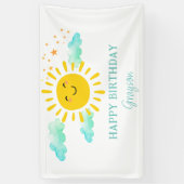 Eerste reis rond de zon Gelukkige verjaardag Spandoek (Verticaal)