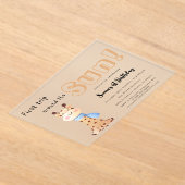 Eerste reis rond de zon Giraffe 1e verjaardag Acryl Uitnodigingen (Laagn)