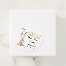 Eerste reis rond de zon Giraffe 1e verjaardag Bedankjes Labels