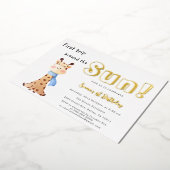 Eerste reis rond de zon Giraffe 1e verjaardag Folie Uitnodiging (Gedraaid)