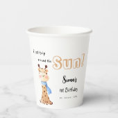 Eerste reis rond de zon Giraffe 1e verjaardag Papieren Bekers (Achterkant)