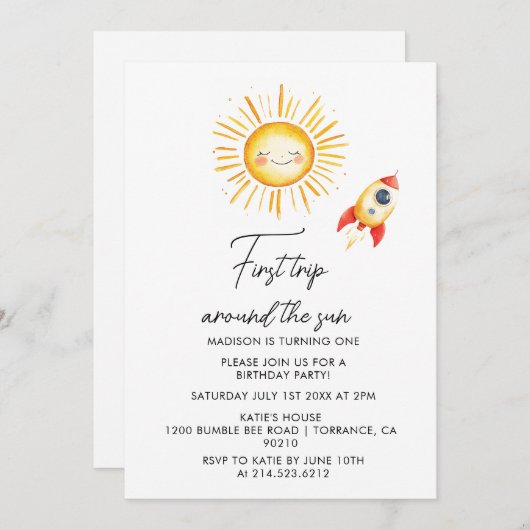 Eerste reis rond de zon kaart (Voorkant / Achterkant)