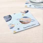 Eerste reis rond de zon kartonnen onderzetters (Schuin)