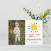 Eerste reis rond de zon Kinder foto Verjaardag dan Bedankkaart (Staand voorkant)