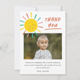 Eerste Reis Rond de Zon Kinderen Foto Verjaardag Bedankkaart