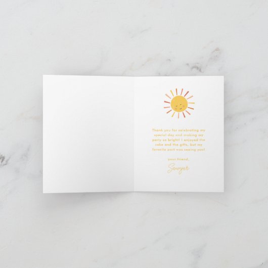 Eerste reis rond de zon Kinderverjaardag Bedankkaart (Binnen)