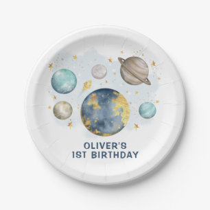 Eerste reis rond de zon marine Gold Boys Birthday Papieren Bordje