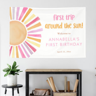 Eerste reis rond de zon meisje 1e eerste verjaarda spandoek